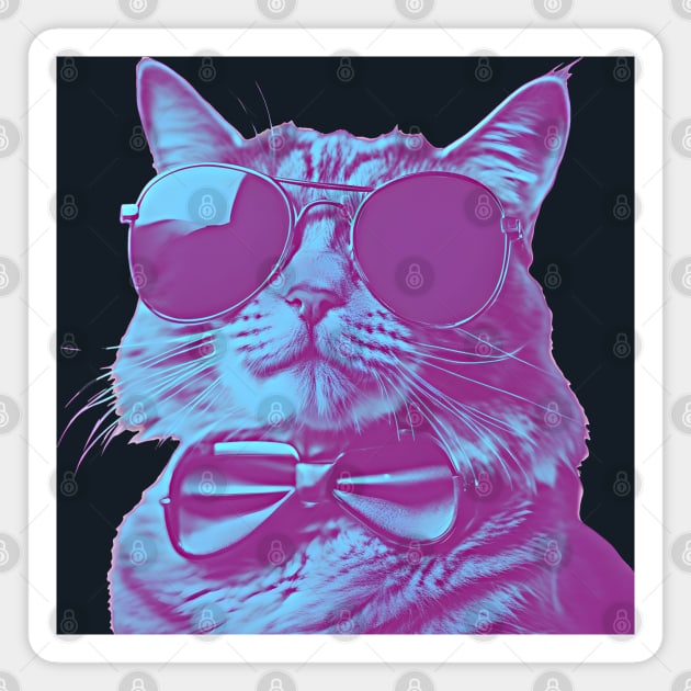 Cat wearing sunglasses and bow tie Magnet by Ravenglow